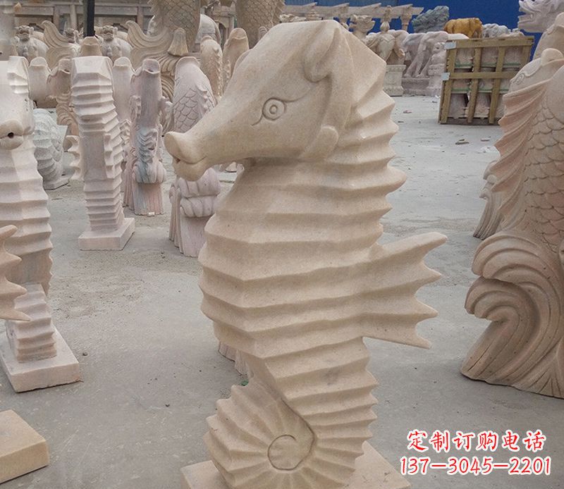 甘肃公园石雕喷水海马