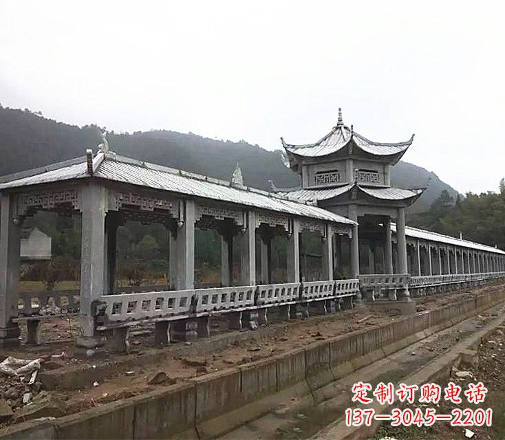 甘肃中领雕塑定制精美的公园石雕亭子长廊