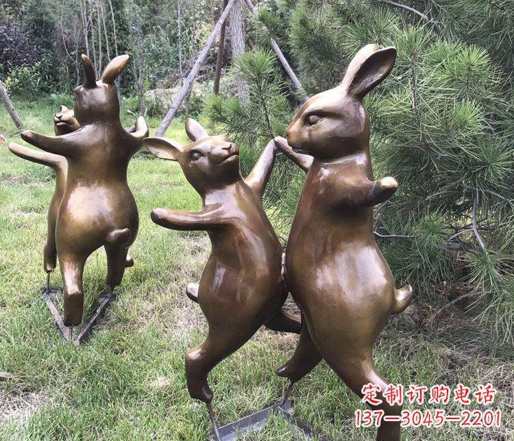 甘肃铜雕奔跑兔子动物雕塑