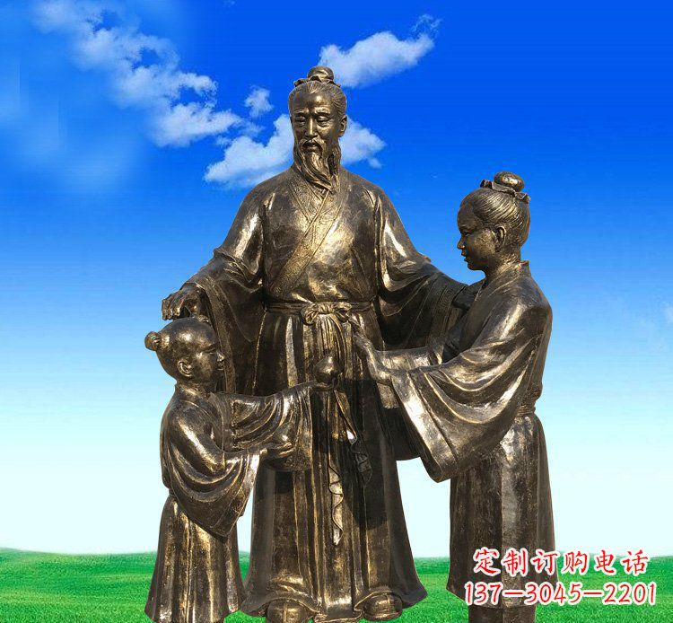 甘肃铜雕艺术精美人物雕塑——孔融让梨