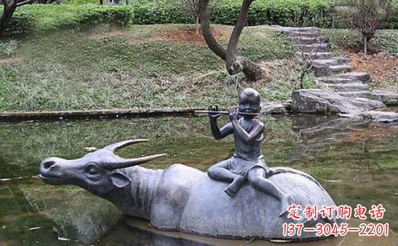 甘肃草原上的牧童铜雕