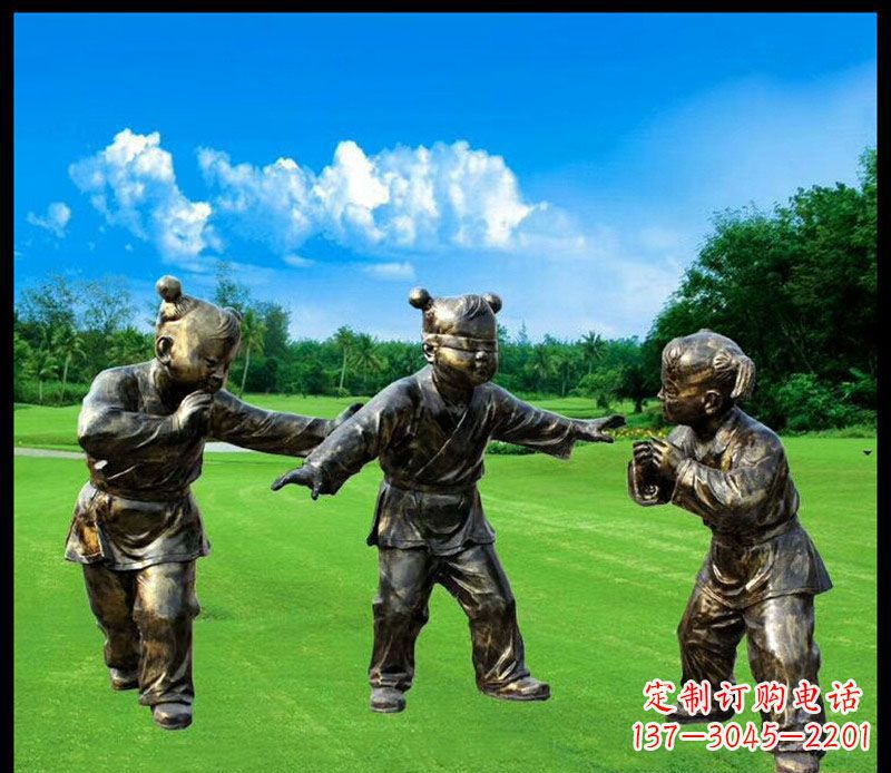 甘肃精致的儿童铜雕造型,增添公园乐趣