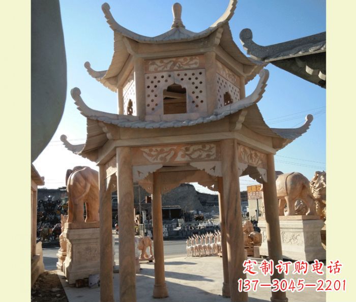 甘肃中式双层石雕凉亭
