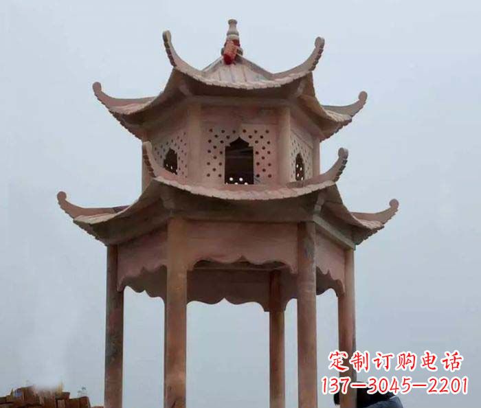 甘肃中领雕塑双层六角石雕凉亭
