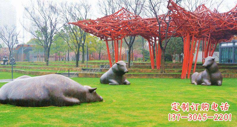 甘肃中领雕塑精美休闲动物铜雕