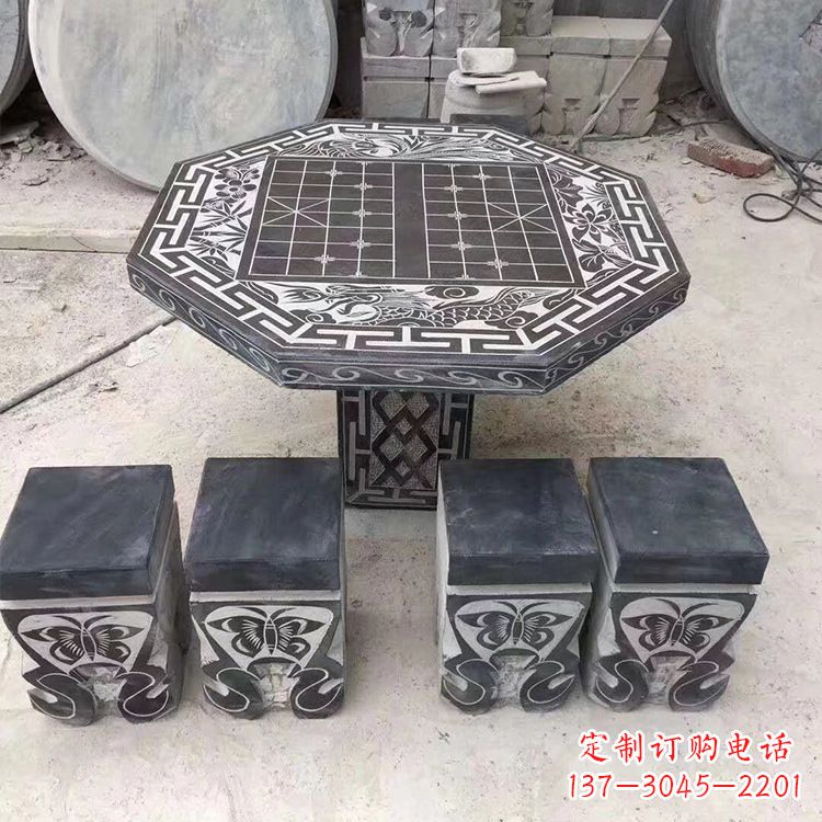 甘肃中领雕塑精美的石桌凳雕塑