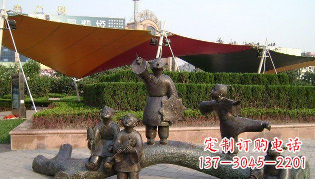 甘肃装饰性的小孩放风筝铜雕