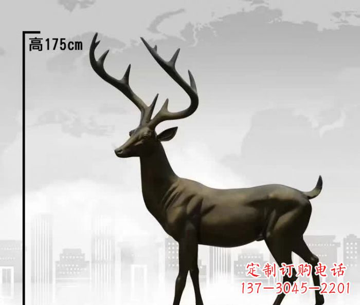 甘肃精美的铜制公园小鹿雕塑