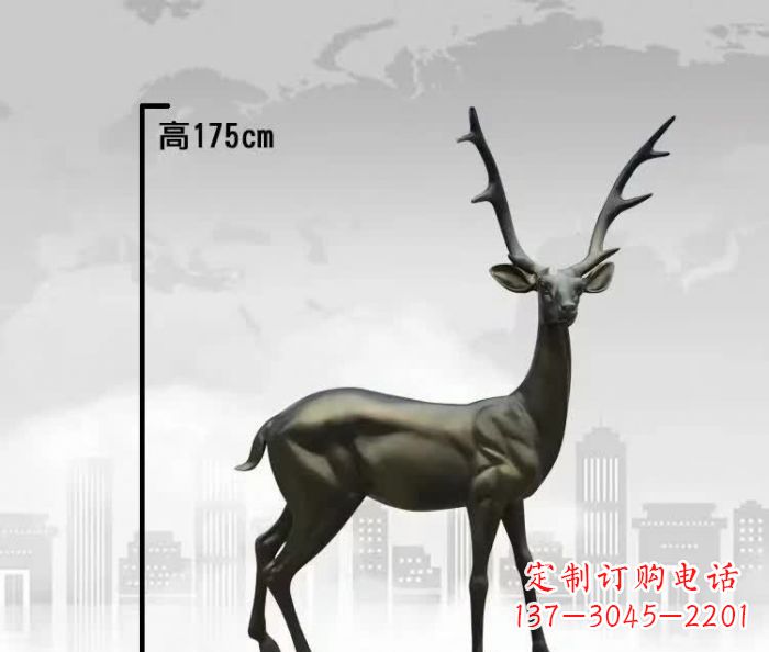 甘肃精致优雅的铜制公园小鹿雕塑