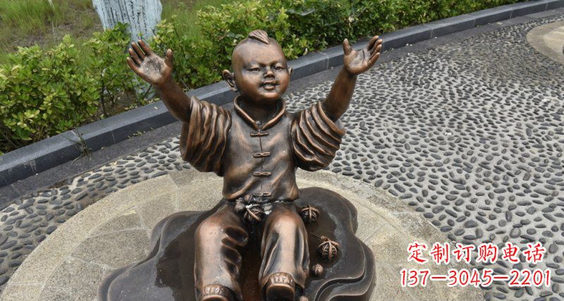 甘肃精致雕塑,匠心创造——小男孩铜雕