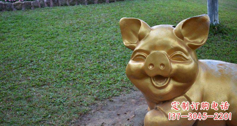 甘肃公园小猪动物铜雕