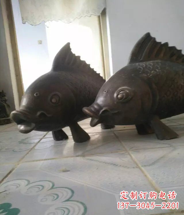 甘肃公园小鱼景观动物铜雕