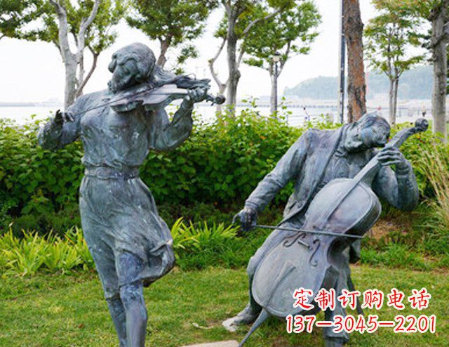 甘肃双面演奏大提琴&小提琴铜雕塑