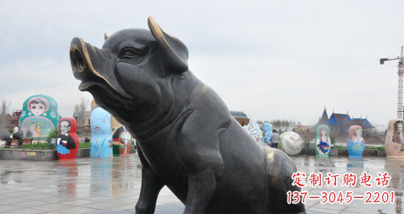 甘肃活力四射的动物铜雕塑
