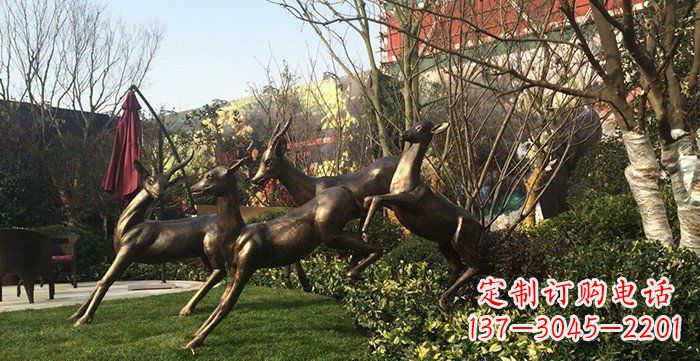 甘肃公园铸铜小鹿动物铜雕 (3)
