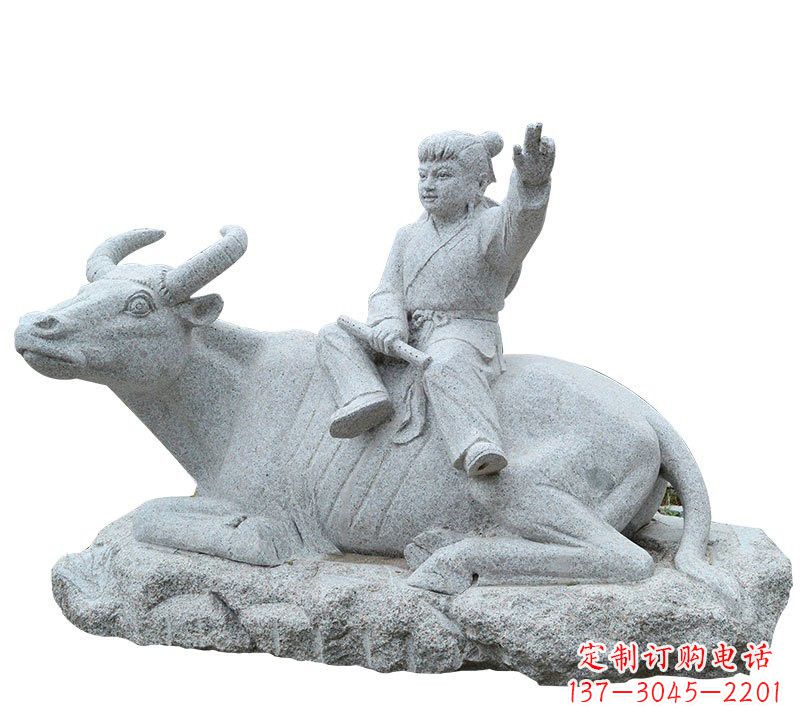 甘肃牧童牛石雕塑,实现公园优雅美观
