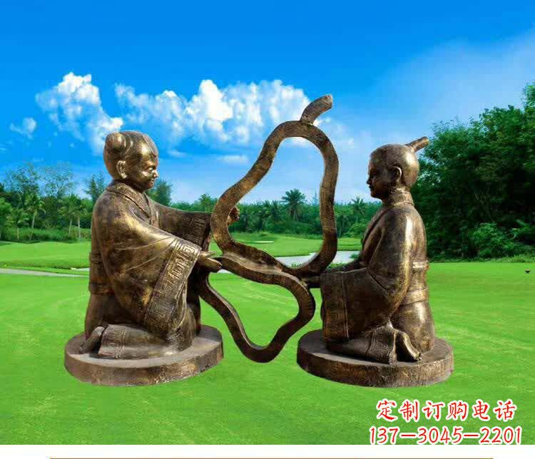 甘肃精美古代孔融让梨人物铜雕