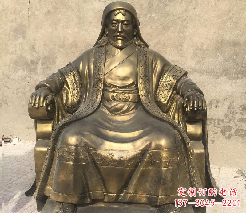 甘肃古代名人成吉思汗铜雕