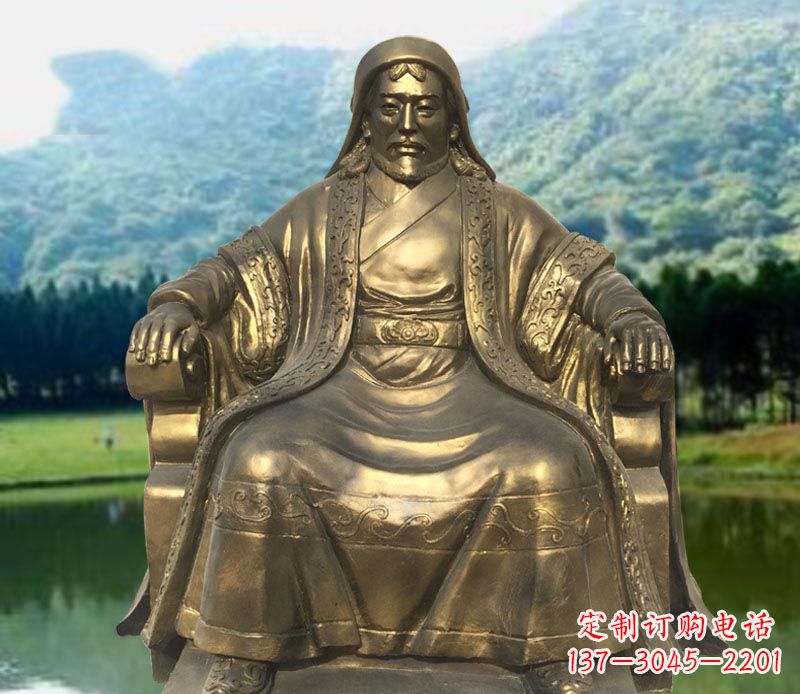 甘肃古代名人成吉思汗铜雕2