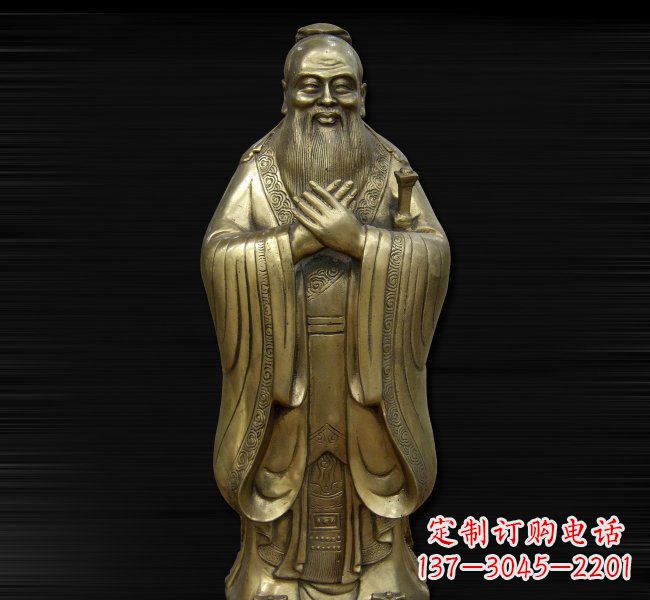 甘肃古代名人铸铜孔子雕塑