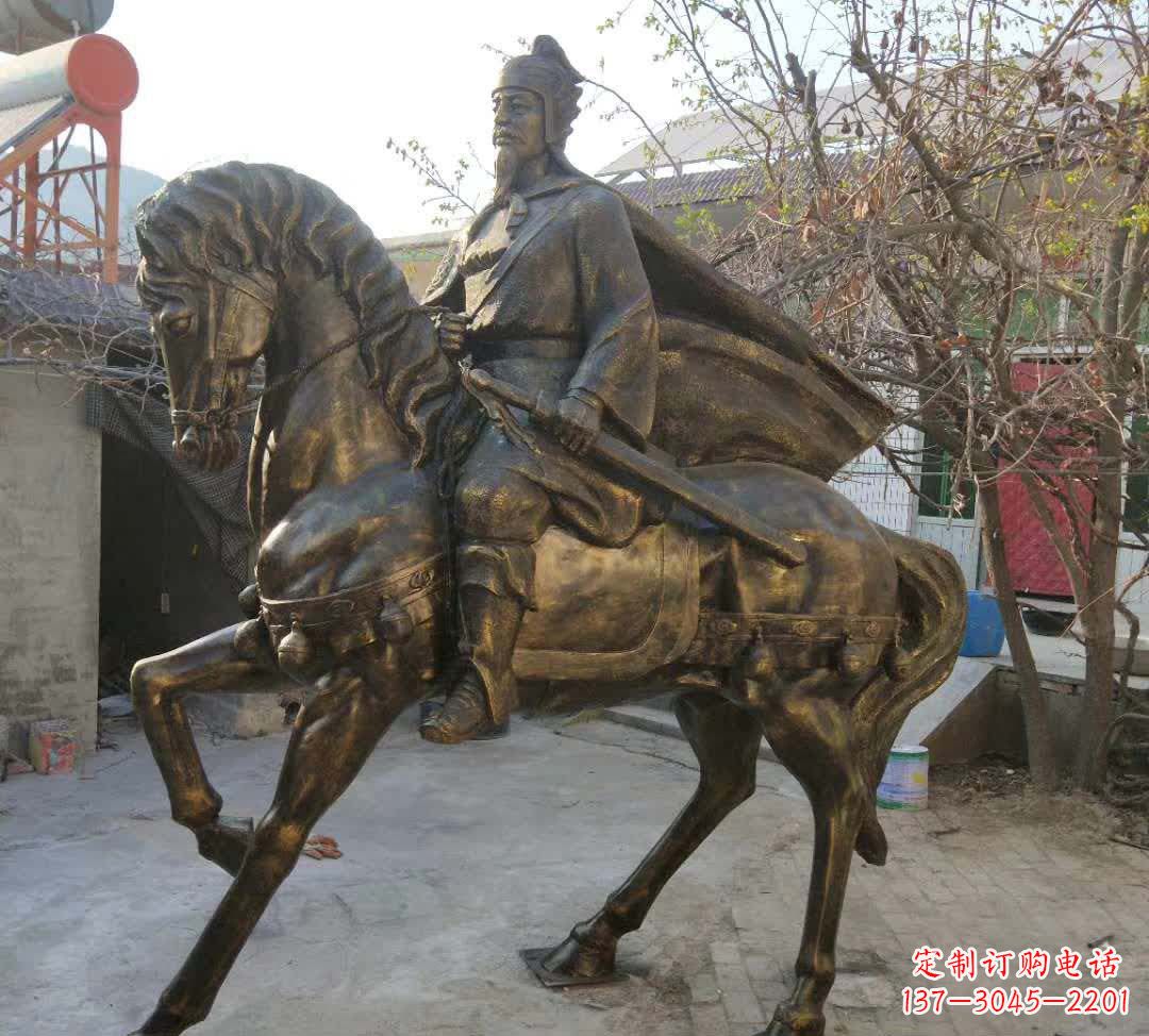 甘肃古典风格骑马人物铜雕塑