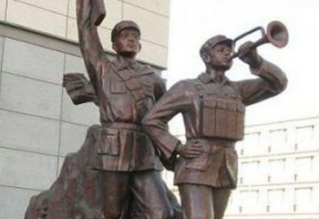 甘肃革命精神熠熠冲锋号铜雕