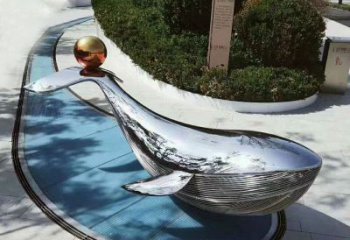 甘肃大型不锈钢镜面鲸鱼景观雕塑摆件
