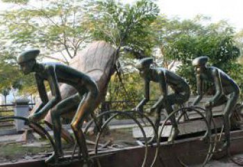 甘肃精致铜雕自行车景观雕塑