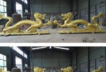 甘肃古典传统双龙戏珠铜雕塑