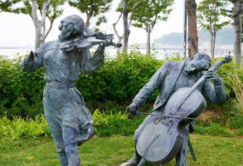 甘肃双面演奏大提琴&小提琴铜雕塑