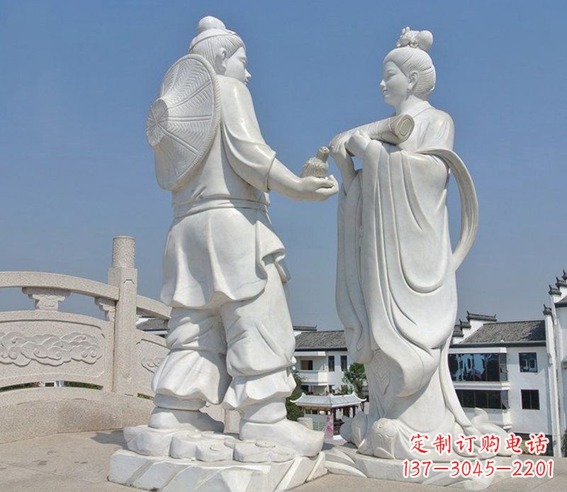 甘肃古代人物牛郎织女石雕