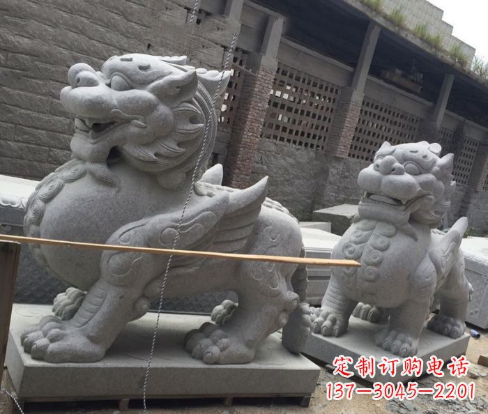 甘肃中领雕塑–精美的古代神兽大理石貔貅雕塑