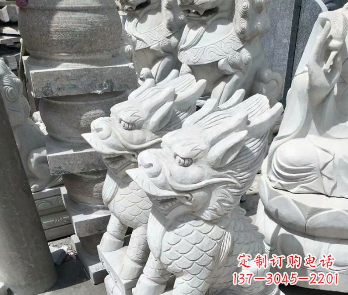 甘肃传统工艺,精细做工,古代神兽大理石麒麟石雕高端定制