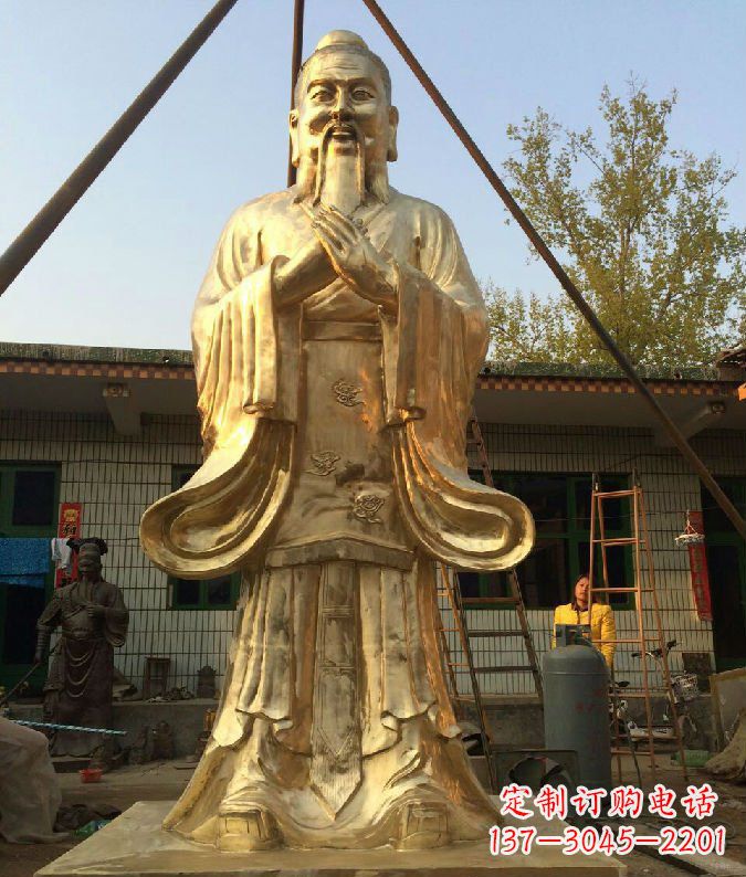 甘肃古代思想家人物孔子铜雕