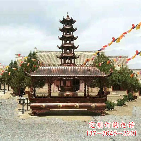 甘肃全新古典铜香炉雕龙塑型双耳方形器皿