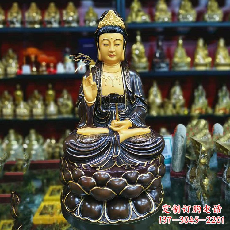 甘肃古铜手工雕刻观音佛像