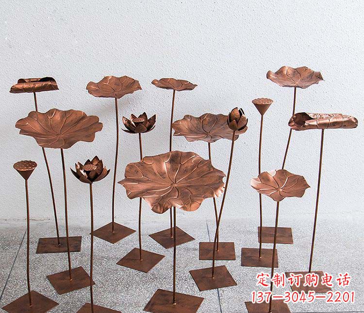 甘肃精美古铜色荷花不锈钢雕塑