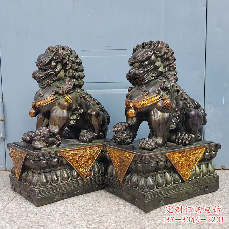 甘肃中国传统工艺青铜狮子雕塑
