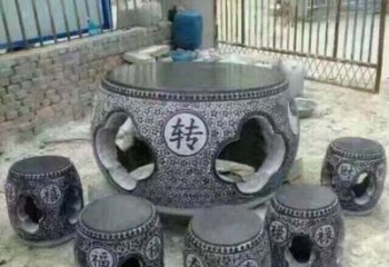 甘肃风格独特的鼓式仿古石桌凳石雕