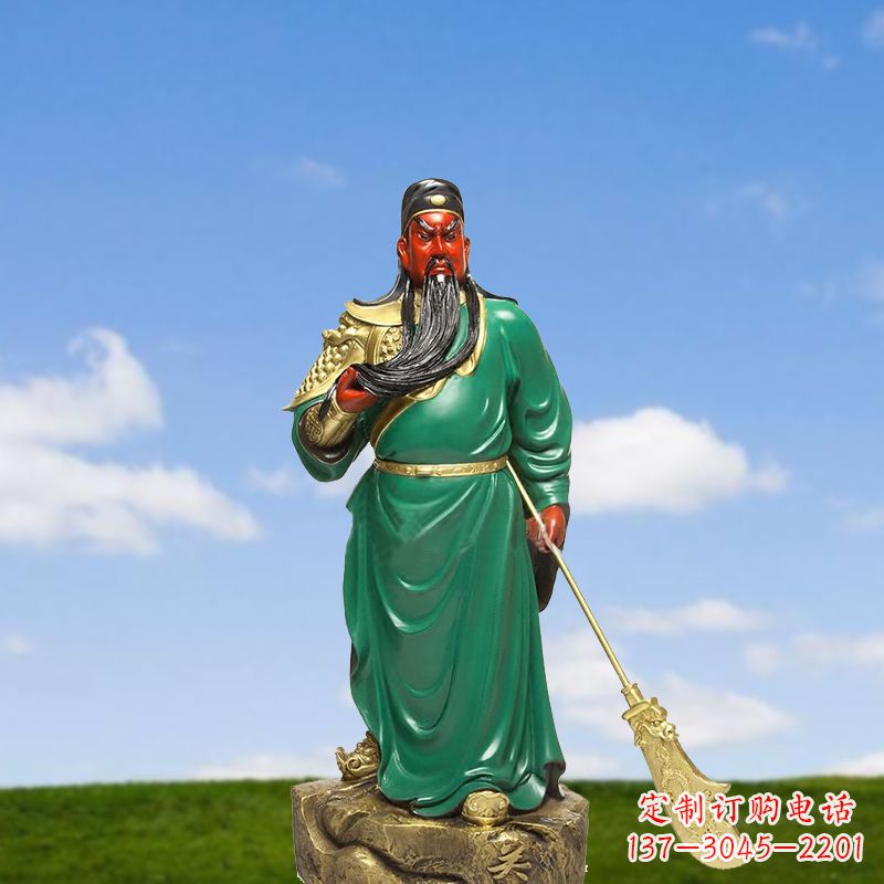 甘肃精美彩绘关公雕塑