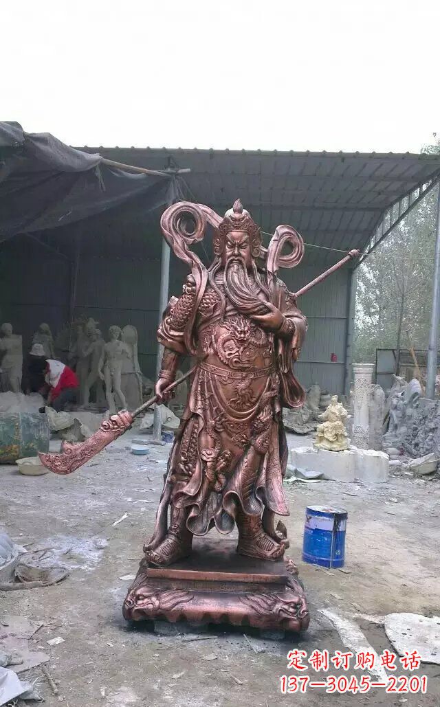 甘肃精美关公红铜雕塑