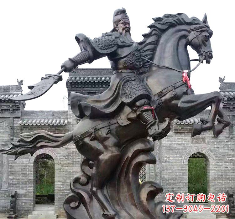 甘肃精致细腻的关公骑马雕塑