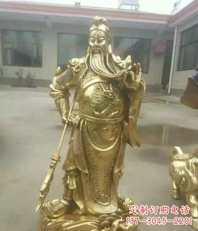 甘肃关公提刀武财神铜雕 (3)