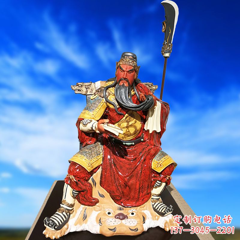 甘肃关羽夜读春秋玻璃钢雕塑
