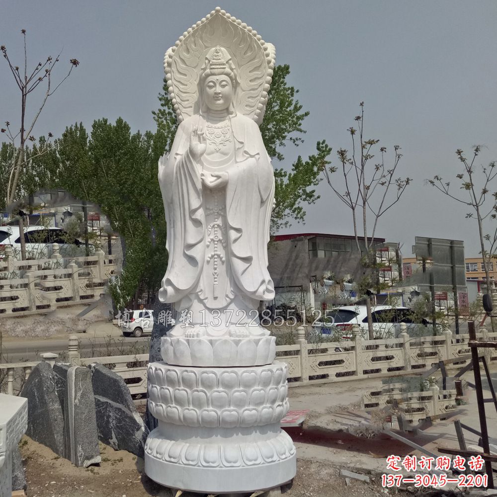 甘肃观音菩萨汉白玉石精美雕塑