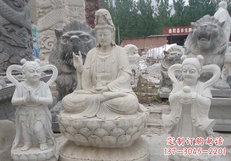 甘肃观音菩萨善财童子和龙女雕塑