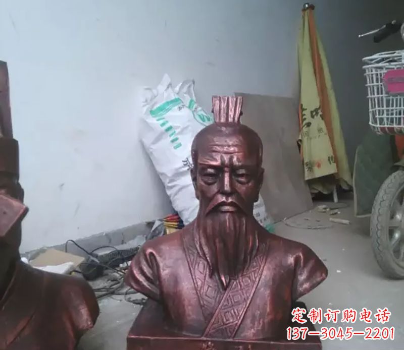 甘肃管仲古代人物胸像铜雕,展现古代官僚风范