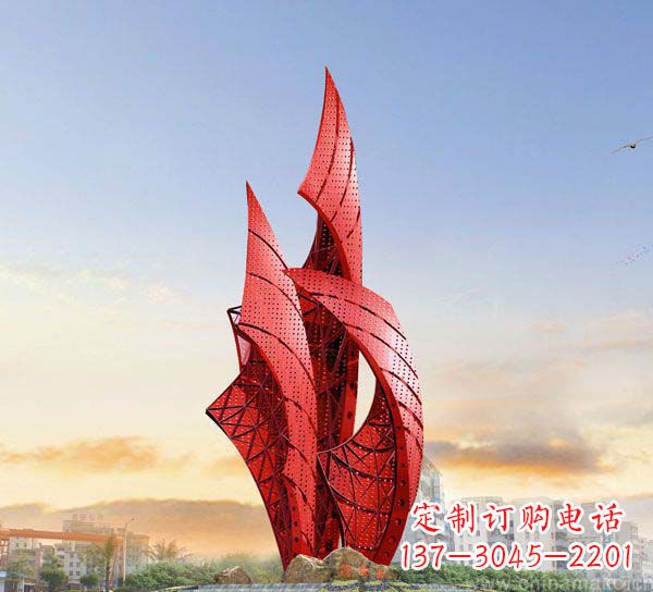 甘肃广场不锈钢抽象船帆雕塑