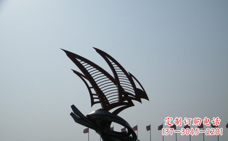 甘肃广场不锈钢抽象帆船雕塑