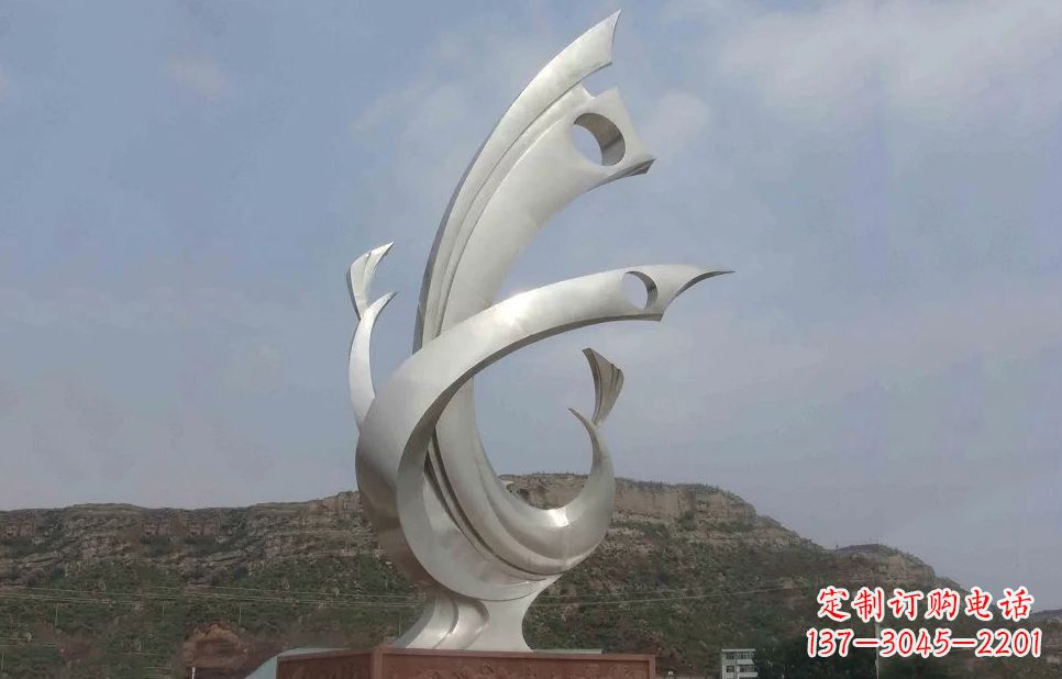 甘肃金羽凤凰-不锈钢抽象雕塑